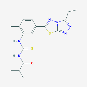 molecular formula C17H20N6OS2 B278074 N-[5-(3-ethyl[1,2,4]triazolo[3,4-b][1,3,4]thiadiazol-6-yl)-2-methylphenyl]-N'-isobutyrylthiourea 