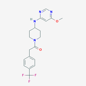molecular formula C19H21F3N4O2 B2780740 1-{4-[(6-Methoxypyrimidin-4-yl)amino]piperidin-1-yl}-2-[4-(trifluoromethyl)phenyl]ethan-1-one CAS No. 2415461-66-2