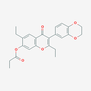 3-(2,3-dihydrobenzo[b][1,4]dioxin-6-yl)-2,6-diethyl-4-oxo-4H-chromen-7-yl propionate