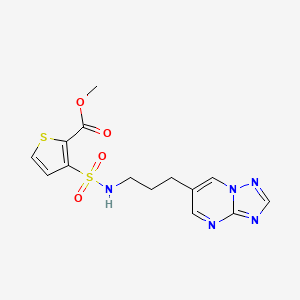 molecular formula C14H15N5O4S2 B2780766 methyl 3-(N-(3-([1,2,4]triazolo[1,5-a]pyrimidin-6-yl)propyl)sulfamoyl)thiophene-2-carboxylate CAS No. 1904189-28-1