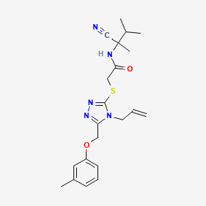 molecular formula C21H27N5O2S B2780784 N-(1-cyano-1,2-dimethylpropyl)-2-({5-[(3-methylphenoxy)methyl]-4-(prop-2-en-1-yl)-4H-1,2,4-triazol-3-yl}sulfanyl)acetamide CAS No. 878255-29-9