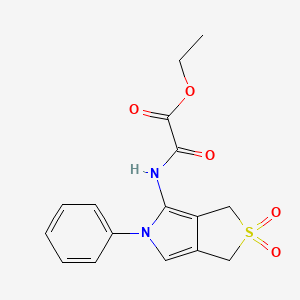 molecular formula C16H16N2O5S B2780785 ethyl 2-((2,2-dioxido-5-phenyl-3,5-dihydro-1H-thieno[3,4-c]pyrrol-4-yl)amino)-2-oxoacetate CAS No. 1171491-79-4