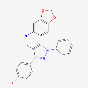molecular formula C23H14FN3O2 B2780790 3-(4-fluorophenyl)-1-phenyl-1H-[1,3]dioxolo[4,5-g]pyrazolo[4,3-c]quinoline CAS No. 901021-87-2