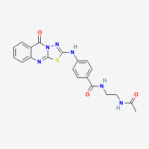 molecular formula C20H18N6O3S B2780803 N-(2-acetamidoethyl)-4-((5-oxo-5H-[1,3,4]thiadiazolo[2,3-b]quinazolin-2-yl)amino)benzamide CAS No. 1112383-69-3