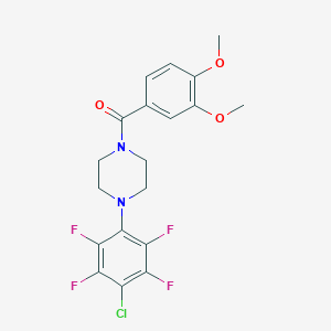 molecular formula C19H17ClF4N2O3 B278081 1-(4-Chloro-2,3,5,6-tetrafluorophenyl)-4-(3,4-dimethoxybenzoyl)piperazine 