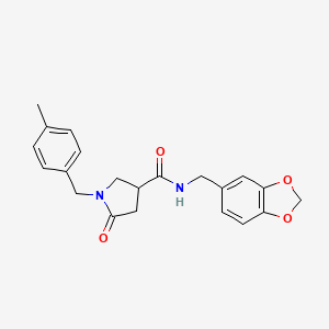 molecular formula C21H22N2O4 B2780815 N-[(2H-1,3-benzodioxol-5-yl)methyl]-1-[(4-methylphenyl)methyl]-5-oxopyrrolidine-3-carboxamide CAS No. 1371810-13-7