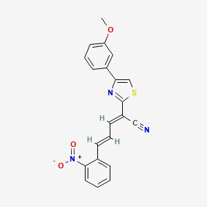 molecular formula C21H15N3O3S B2780818 (2E,4E)-2-[4-(3-methoxyphenyl)-1,3-thiazol-2-yl]-5-(2-nitrophenyl)penta-2,4-dienenitrile CAS No. 476675-54-4