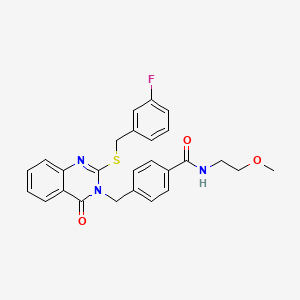 4-[(2-{[(3-fluorophenyl)methyl]sulfanyl}-4-oxo-3,4-dihydroquinazolin-3-yl)methyl]-N-(2-methoxyethyl)benzamide