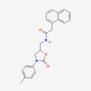 molecular formula C23H22N2O3 B2780832 2-(萘-1-基)-N-((2-氧代-3-(对甲苯基)噁唑烷-5-基)甲基)乙酰胺 CAS No. 955238-91-2