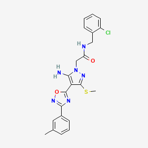 2-[5-amino-4-[3-(3-methylphenyl)-1,2,4-oxadiazol-5-yl]-3-(methylthio)-1H-pyrazol-1-yl]-N-(2-chlorobenzyl)acetamide