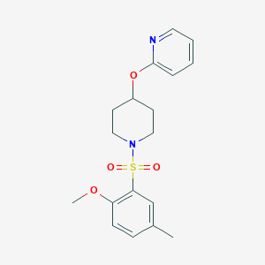 molecular formula C18H22N2O4S B2780839 2-((1-((2-Methoxy-5-methylphenyl)sulfonyl)piperidin-4-yl)oxy)pyridine CAS No. 1448124-34-2