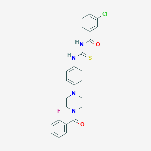 molecular formula C25H22ClFN4O2S B278085 3-chloro-N-[(4-{4-[(2-fluorophenyl)carbonyl]piperazin-1-yl}phenyl)carbamothioyl]benzamide 