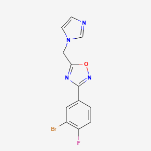 molecular formula C12H8BrFN4O B2780864 3-(3-bromo-4-fluorophenyl)-5-(1H-imidazol-1-ylmethyl)-1,2,4-oxadiazole CAS No. 1340801-98-0