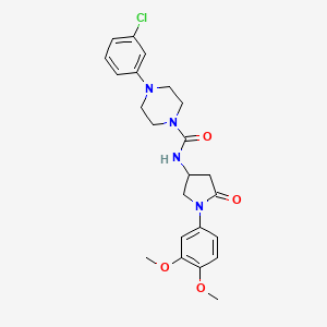 molecular formula C23H27ClN4O4 B2780865 4-(3-chlorophenyl)-N-[1-(3,4-dimethoxyphenyl)-5-oxopyrrolidin-3-yl]piperazine-1-carboxamide CAS No. 891115-26-7