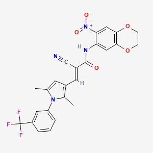 (E)-2-cyano-3-[2,5-dimethyl-1-[3-(trifluoromethyl)phenyl]pyrrol-3-yl]-N-(6-nitro-2,3-dihydro-1,4-benzodioxin-7-yl)prop-2-enamide