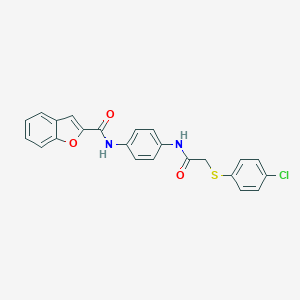 molecular formula C23H17ClN2O3S B278088 N-[4-({[(4-chlorophenyl)sulfanyl]acetyl}amino)phenyl]-1-benzofuran-2-carboxamide 