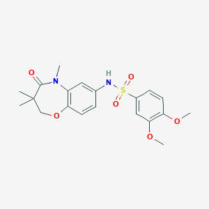 molecular formula C20H24N2O6S B2780888 3,4-dimethoxy-N-(3,3,5-trimethyl-4-oxo-2,3,4,5-tetrahydrobenzo[b][1,4]oxazepin-7-yl)benzenesulfonamide CAS No. 922076-25-3