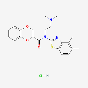 molecular formula C22H26ClN3O3S B2780892 N-(2-(二甲胺基)乙基)-N-(4,5-二甲基苯并[d]噻唑-2-基)-2,3-二氢苯并[b][1,4]二噁烷-2-甲酰胺盐酸盐 CAS No. 1215554-61-2