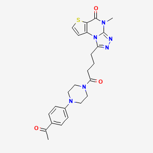 molecular formula C24H26N6O3S B2780902 1-(4-(4-(4-acetylphenyl)piperazin-1-yl)-4-oxobutyl)-4-methylthieno[2,3-e][1,2,4]triazolo[4,3-a]pyrimidin-5(4H)-one CAS No. 887223-39-4