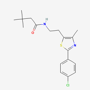 molecular formula C18H23ClN2OS B2780906 N-[2-[2-(4-chlorophenyl)-4-methyl-1,3-thiazol-5-yl]ethyl]-3,3-dimethylbutanamide CAS No. 933248-63-6