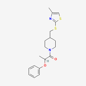 molecular formula C19H24N2O2S2 B2780912 1-(4-(((4-Methylthiazol-2-yl)thio)methyl)piperidin-1-yl)-2-phenoxypropan-1-one CAS No. 1421468-98-5