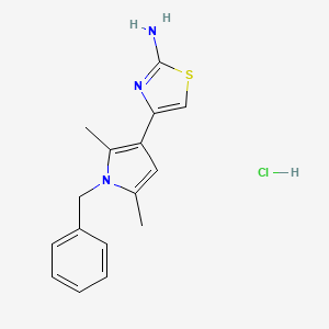 molecular formula C16H18ClN3S B2780915 4-(1-benzyl-2,5-dimethyl-1H-pyrrol-3-yl)-1,3-thiazol-2-amine hydrochloride CAS No. 1170432-25-3