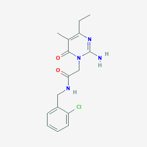 molecular formula C16H19ClN4O2 B2780925 2-(2-amino-4-ethyl-5-methyl-6-oxopyrimidin-1(6H)-yl)-N-(2-chlorobenzyl)acetamide CAS No. 1251627-63-0