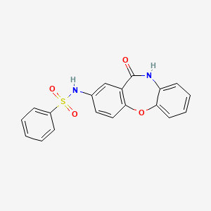 molecular formula C19H14N2O4S B2780927 N-(11-oxo-10,11-dihydrodibenzo[b,f][1,4]oxazepin-2-yl)benzenesulfonamide CAS No. 922062-70-2