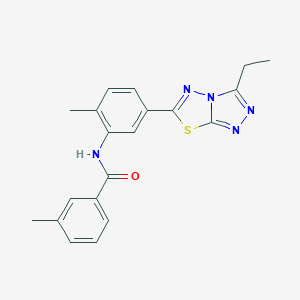 molecular formula C20H19N5OS B278096 N-[5-(3-ethyl[1,2,4]triazolo[3,4-b][1,3,4]thiadiazol-6-yl)-2-methylphenyl]-3-methylbenzamide 