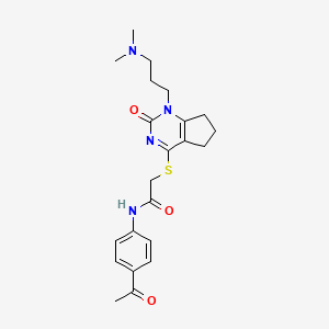 molecular formula C22H28N4O3S B2781010 N-(4-乙酰基苯基)-2-((1-(3-(二甲胺基)丙基)-2-氧代-2,5,6,7-四氢-1H-环戊[4,5]嘧啶-4-基)硫)乙酰胺 CAS No. 898460-03-2