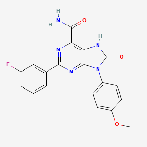 molecular formula C19H14FN5O3 B2781014 2-(3-fluorophenyl)-9-(4-methoxyphenyl)-8-oxo-7H-purine-6-carboxamide CAS No. 887225-10-7