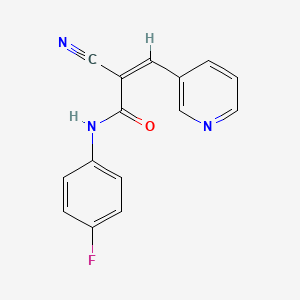molecular formula C15H10FN3O B2781019 (Z)-2-cyano-N-(4-fluorophenyl)-3-pyridin-3-ylprop-2-enamide CAS No. 340285-27-0
