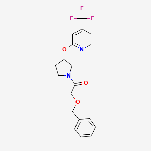 molecular formula C19H19F3N2O3 B2781026 2-(苄氧基)-1-(3-((4-(三氟甲基)吡啶-2-基)氧基)吡咯烷-1-基)乙酮 CAS No. 2034247-63-5