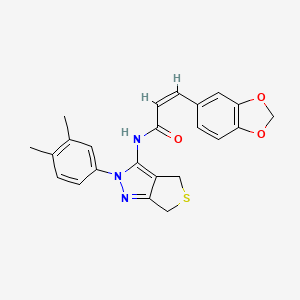 molecular formula C23H21N3O3S B2781032 (Z)-3-(苯并[d][1,3]二噁唑-5-基)-N-(2-(3,4-二甲基苯基)-4,6-二氢-2H-噻吩[3,4-c]嘧啶-3-基)丙烯酰胺 CAS No. 681269-76-1
