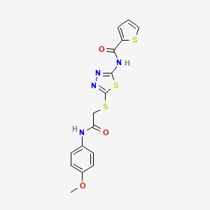 molecular formula C16H14N4O3S3 B2781036 N-[5-[2-(4-methoxyanilino)-2-oxoethyl]sulfanyl-1,3,4-thiadiazol-2-yl]thiophene-2-carboxamide CAS No. 392293-61-7
