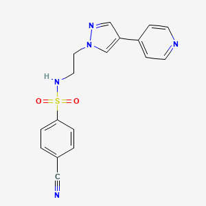 molecular formula C17H15N5O2S B2781045 4-氰基-N-{2-[4-(吡啶-4-基)-1H-吡唑-1-基]乙基}苯乙磺酰胺 CAS No. 2097910-62-6