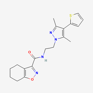 molecular formula C19H22N4O2S B2781049 N-(2-(3,5-dimethyl-4-(thiophen-2-yl)-1H-pyrazol-1-yl)ethyl)-4,5,6,7-tetrahydrobenzo[d]isoxazole-3-carboxamide CAS No. 2034324-08-6