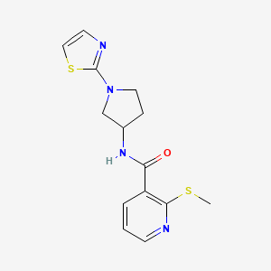 molecular formula C14H16N4OS2 B2781057 2-(methylthio)-N-(1-(thiazol-2-yl)pyrrolidin-3-yl)nicotinamide CAS No. 1797017-99-2