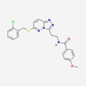 molecular formula C22H20ClN5O2S B2781065 N-(2-(6-((2-chlorobenzyl)thio)-[1,2,4]triazolo[4,3-b]pyridazin-3-yl)ethyl)-4-methoxybenzamide CAS No. 872996-22-0