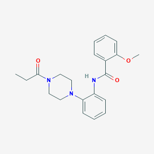 2-methoxy-N-[2-(4-propionyl-1-piperazinyl)phenyl]benzamide