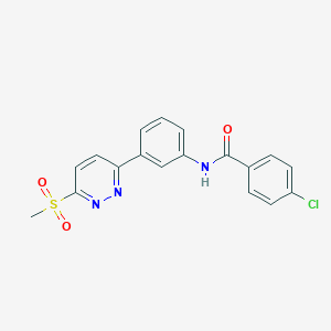 molecular formula C18H14ClN3O3S B2781085 4-chloro-N-(3-(6-(methylsulfonyl)pyridazin-3-yl)phenyl)benzamide CAS No. 1114635-70-9