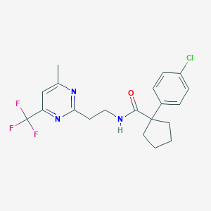molecular formula C20H21ClF3N3O B2781098 1-(4-chlorophenyl)-N-(2-(4-methyl-6-(trifluoromethyl)pyrimidin-2-yl)ethyl)cyclopentanecarboxamide CAS No. 1396866-28-6
