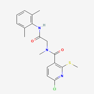 molecular formula C18H20ClN3O2S B2781103 2-{1-[6-chloro-2-(methylsulfanyl)pyridin-3-yl]-N-methylformamido}-N-(2,6-dimethylphenyl)acetamide CAS No. 1384661-63-5