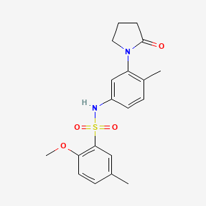 molecular formula C19H22N2O4S B2781108 2-methoxy-5-methyl-N-(4-methyl-3-(2-oxopyrrolidin-1-yl)phenyl)benzenesulfonamide CAS No. 942013-03-8
