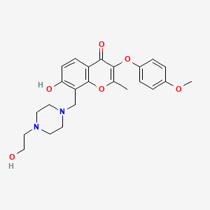 molecular formula C24H28N2O6 B2781110 7-hydroxy-8-((4-(2-hydroxyethyl)piperazin-1-yl)methyl)-3-(4-methoxyphenoxy)-2-methyl-4H-chromen-4-one CAS No. 848212-17-9