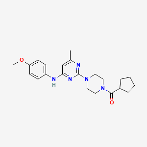 molecular formula C22H29N5O2 B2781111 Cyclopentyl(4-(4-((4-methoxyphenyl)amino)-6-methylpyrimidin-2-yl)piperazin-1-yl)methanone CAS No. 923222-23-5