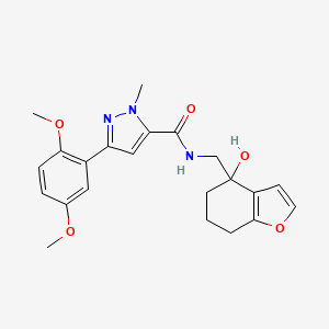 molecular formula C22H25N3O5 B2781120 3-(2,5-dimethoxyphenyl)-N-((4-hydroxy-4,5,6,7-tetrahydrobenzofuran-4-yl)methyl)-1-methyl-1H-pyrazole-5-carboxamide CAS No. 2320854-33-7