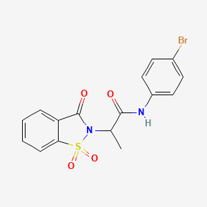 molecular formula C16H13BrN2O4S B2781122 N-(4-bromophenyl)-2-(1,1-dioxido-3-oxobenzo[d]isothiazol-2(3H)-yl)propanamide CAS No. 899955-20-5