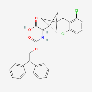 molecular formula C29H25Cl2NO4 B2781125 2-[3-[(2,6-Dichlorophenyl)methyl]-1-bicyclo[1.1.1]pentanyl]-2-(9H-fluoren-9-ylmethoxycarbonylamino)acetic acid CAS No. 2287259-76-9