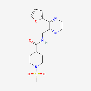 molecular formula C16H20N4O4S B2781133 N-((3-(furan-2-yl)pyrazin-2-yl)methyl)-1-(methylsulfonyl)piperidine-4-carboxamide CAS No. 2034540-00-4